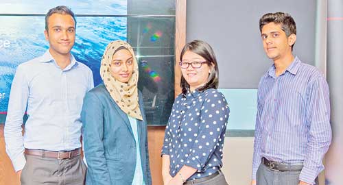 (From L to R) Farhaan Perally – Mcmillan Woods, Shahana Bodhy –  Ernst&Young, Jennifer Tan Sing – Senior Accountant Gamma Construction Ltd, Nawfal Ahmad Sahib- McMillan Woods.