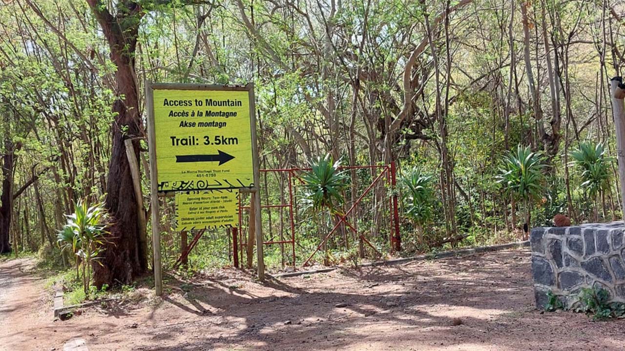 L’accès à la montagne du Morne comprend un trail de 3,5 km.