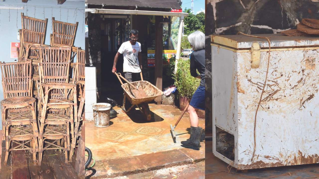 Le restaurant Le Rochester a été complètement inondé. Madhav, le fils du gérant, évalue les dégâts à un peu plus de Rs 1,5 million. « Chaises, tables, appareils électroménagers, nourriture… Tout a été endommagé par l’eau et la boue », dit-il. Selon Madhav, une rivière en crue serait à l’origine du débordement ayant causé l’inondation du restaurant. 