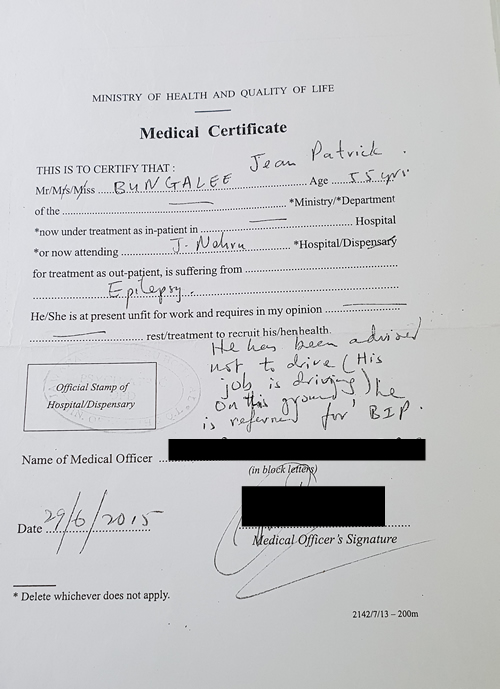 medical certificate