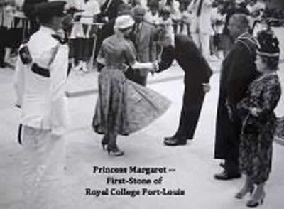 Princess Margaret during the ceremony of the laying of the first stone.