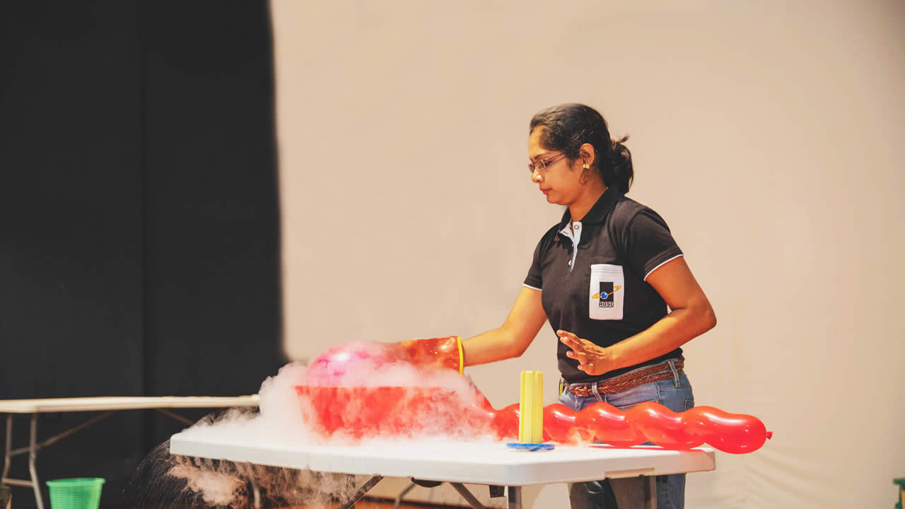 Doing science show using liquid Nitrogen.