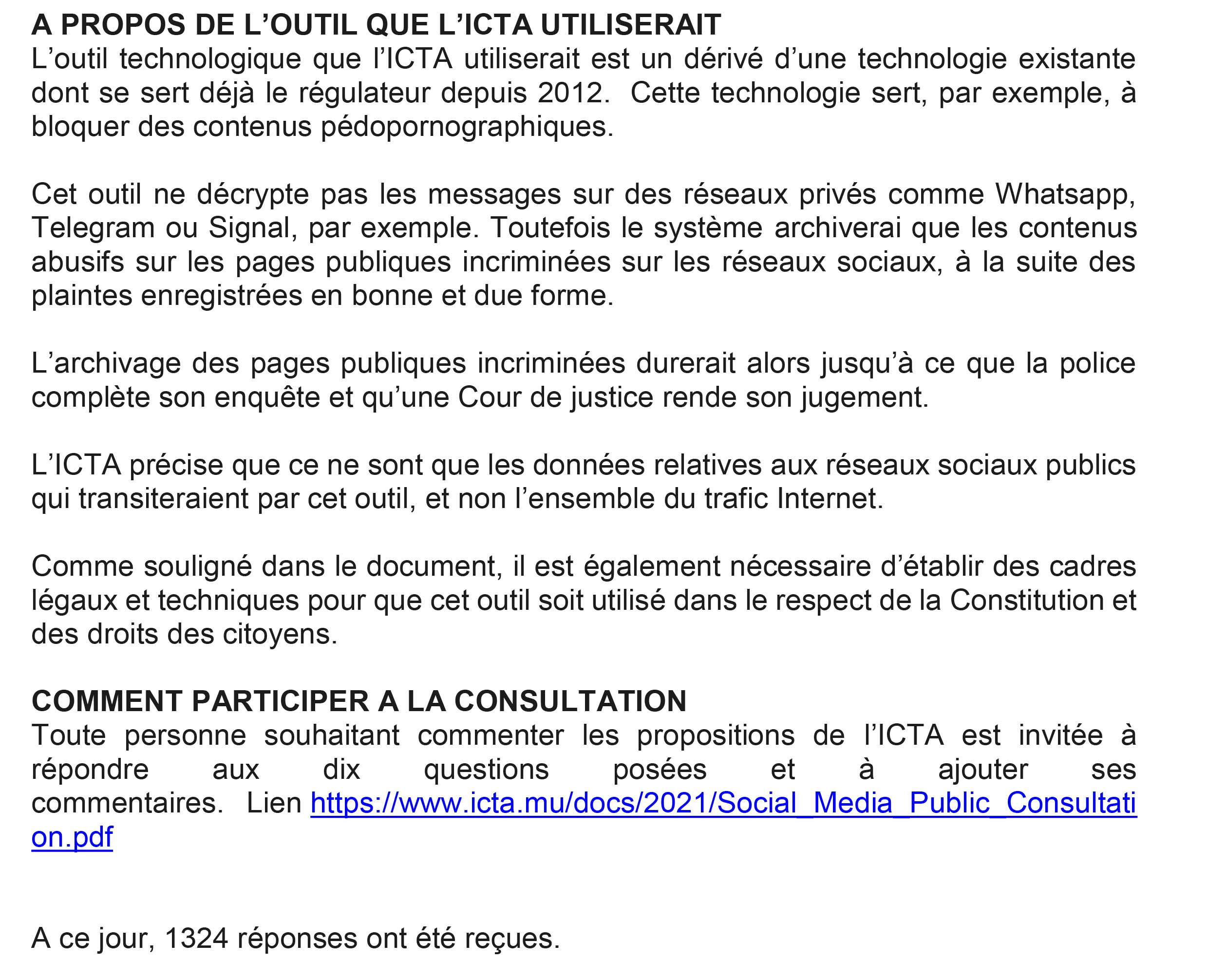 Communiqué de presse - L’ICTA étend la période de consultation