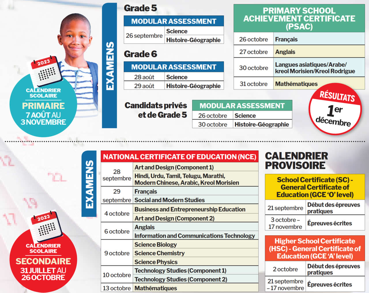 Calendrier scolaire