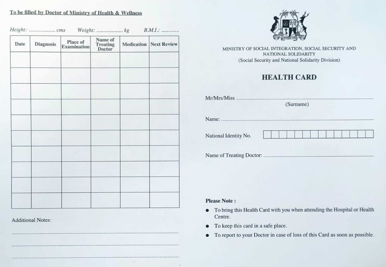 La Health Card que doivent disposer chaque bénéficiaire du service médical à domicile.