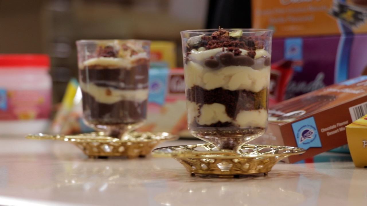 La ‘Custard verrine’ est à la vanille et au chocolat.