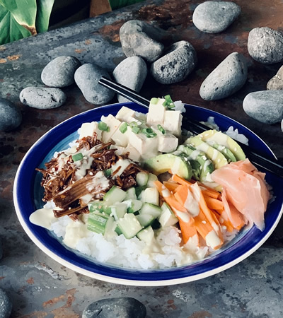 Jackfruit Sushi Poke Bowls.