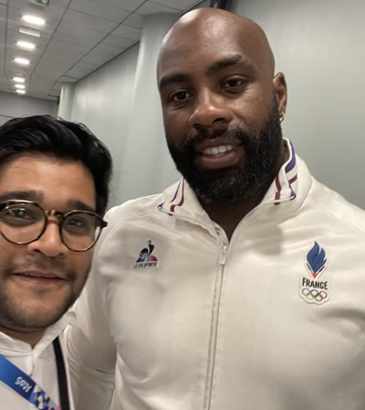 Une rencontre mémorable pour Shameel Koodruth et le champion olympique de judo, Teddy Riner.